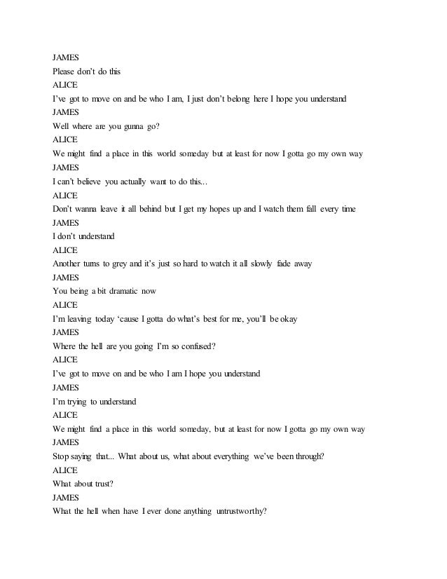 Script For Preliminary Task Third Draft The Break Up