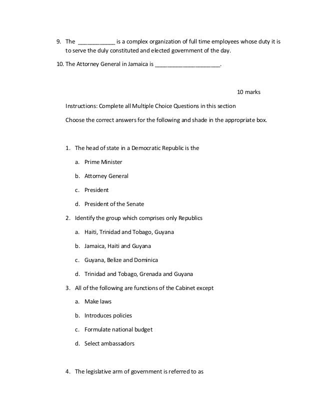 third form exam 2009 jamaica defence force form
