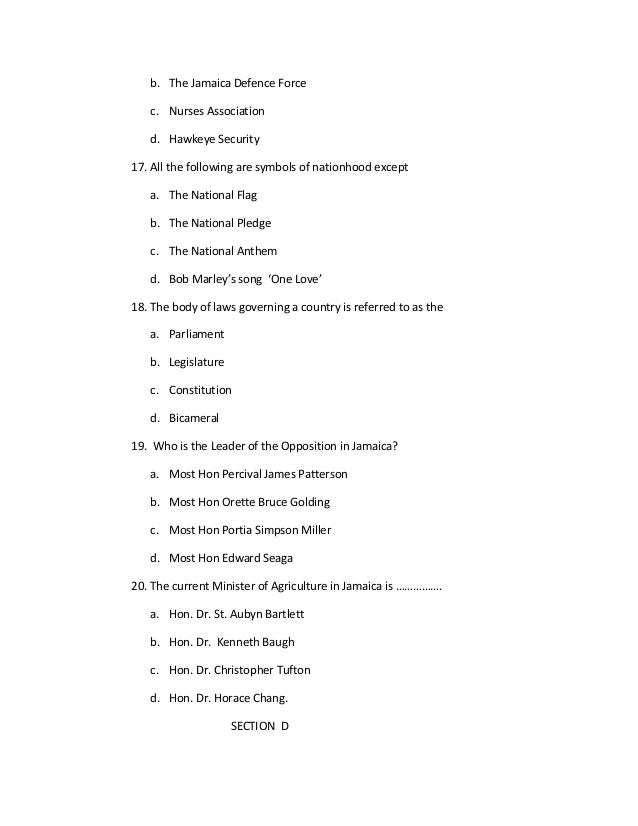 third form exam 2009 jamaica defence force form
