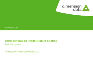 30 October 2013

Third generation infrastructure sharing
By Andile Ngcaba

FTTH Council Africa Conference 2013

 