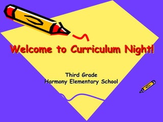 Welcome to Curriculum Night! Third Grade Harmony Elementary School  