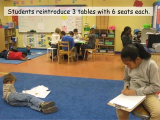 Students reintroduce 3 tables with 6 seats each. 