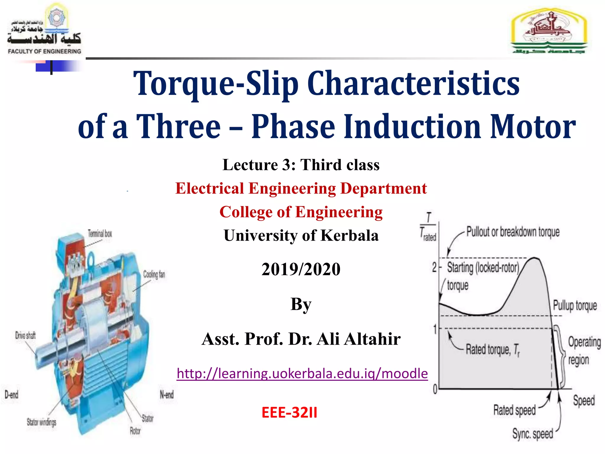 Torque Slip Characteristic of a three phase induction motor PPT