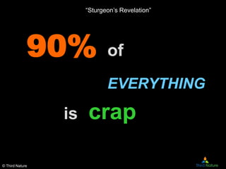 © Third Nature
90% of
EVERYTHING
is crap
“Sturgeon’s Revelation”
 