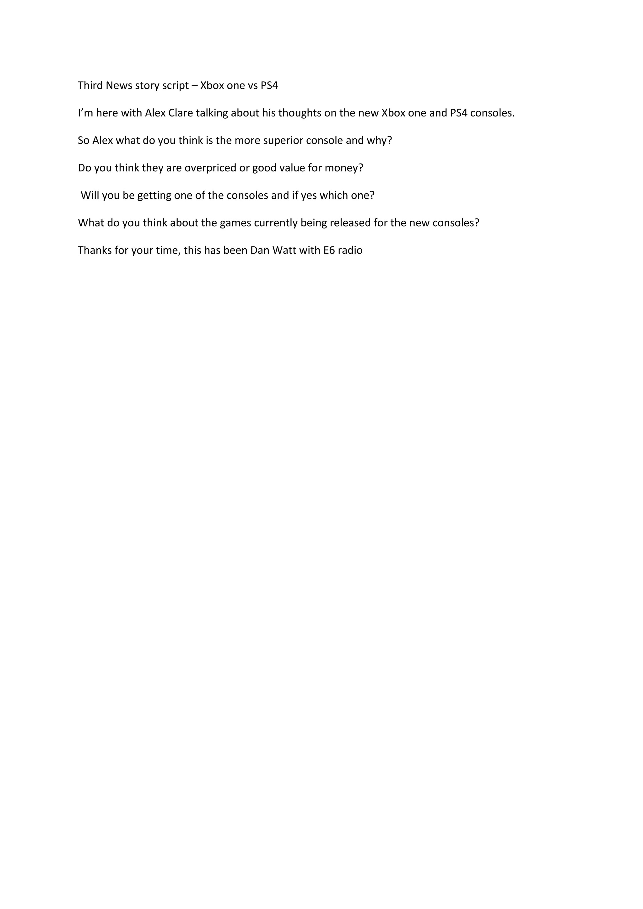 Third news story script | DOCX