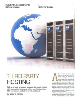 PUBLICATION: EXPRESS COMPUTER
EDITION: NATIONAL               DATE: MAY 31, 2011
 