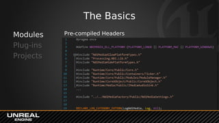 The Basics
Modules
Plug-ins
Projects
Pre-compiled Headers
 