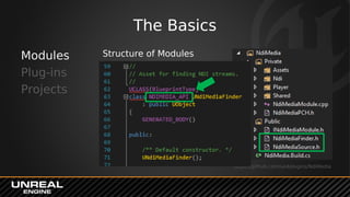 https://github.com/ue4plugins/NdiMedia
Structure of Modules
The Basics
Modules
Plug-ins
Projects
 