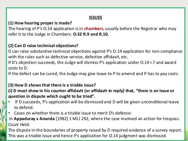 Third Party Proceeding Summary Judgement