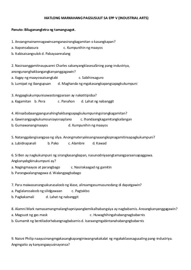 Epp Grade 4 Home Economics Periodical Test