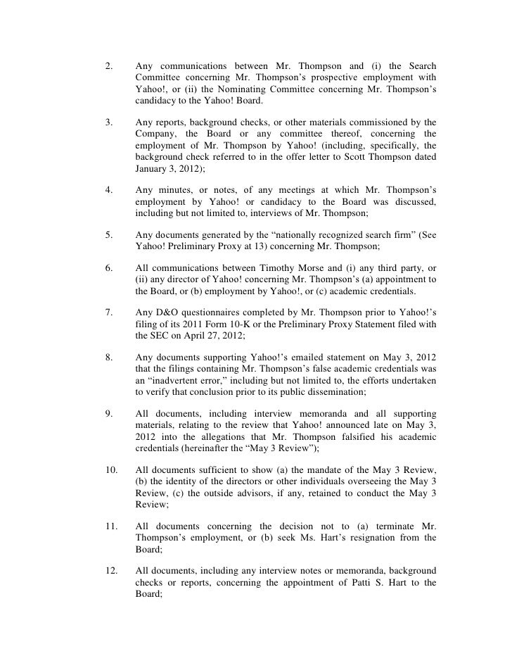 third point may 7 demand letter release sec form d search