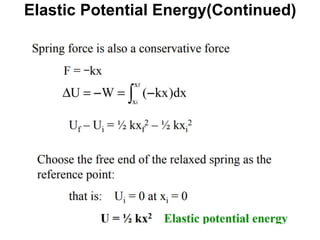 Elastic Potential Energy(Continued)
 