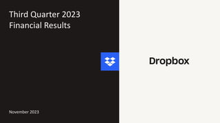 November 2023
Third Quarter 2023
Financial Results
 