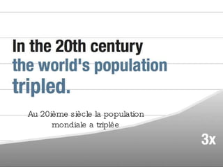 Au 20ième siècle la population mondiale a triplée 