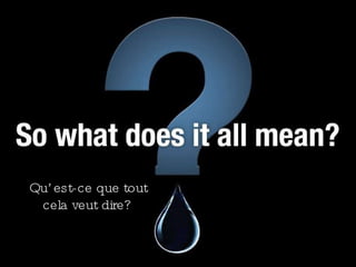 Qu’est-ce que tout cela veut dire? 