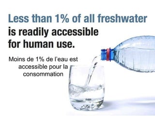 Moins de 1% de l’eau est
   accessible pour la
    consommation
 