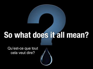 Qu’est-ce que tout
 cela veut dire?
 