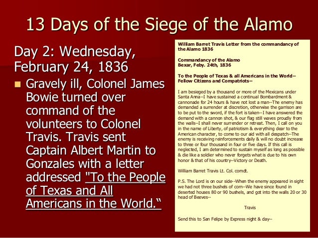 thirteen day siege of the alamo william b travis letter