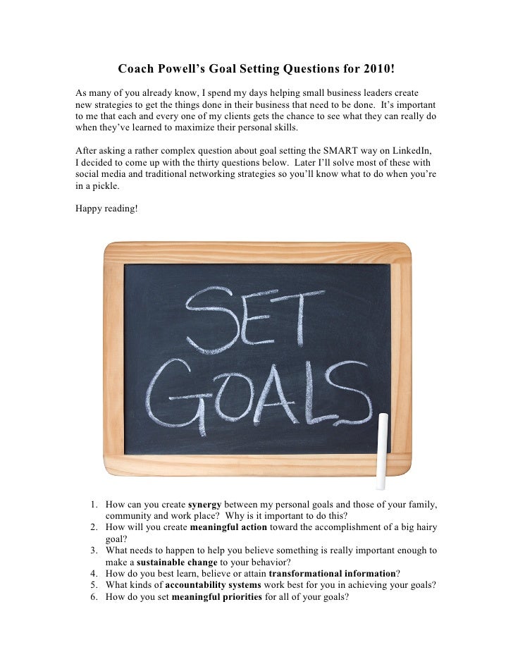 Thirty Goal Setting Questions For Success