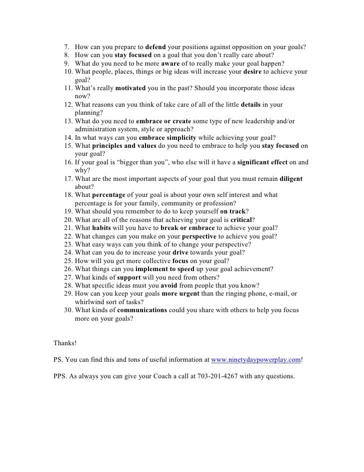 Thirty Goal Setting Questions For Success