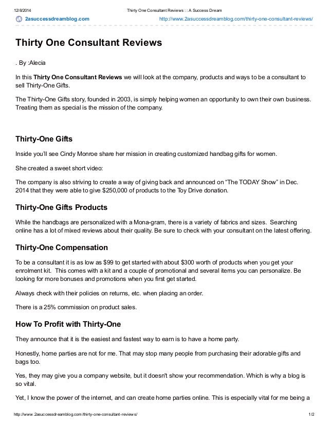 Thirty One Consultant Reviews