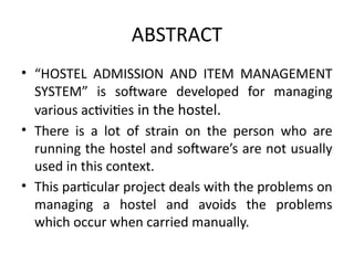 Hostel Management System by TPGIT Students | PPTX
