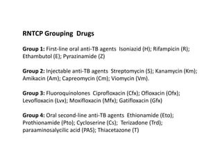 WHEN TO SUSPECT MDR-TB1.cat1/cat3 treatment failure2.Even after 4 months of cat2 treatment sputum smear is positive3.Source of contact is MDR-TBExclusion:   1.<15 years of age2.Having had >1month treatment with any secondline drug