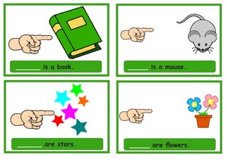 ______ is a book. _____ is a mouse.
______ are stars. _____ are ﬂowers.
 