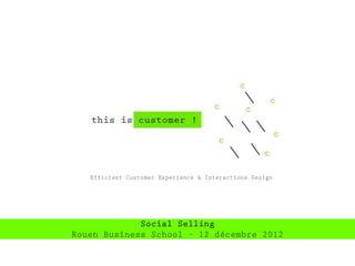 Efficient Customer Experience & Interactions Design




             Social Selling
Rouen Business School – 12 décembre 2012
 