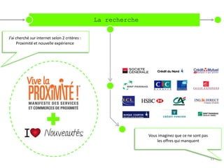 La recherche

J’ai cherché sur internet selon 2 critères :
     Proximité et nouvelle expérience




                                                              Vous imaginez que ce ne sont pas
                                                                  les offres qui manquent



                                                                                                 11
 