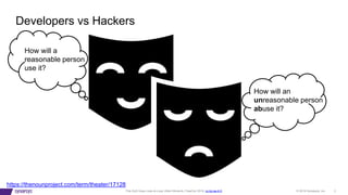 © 2019 Synopsys, Inc. 2This DoS Goes Loop-di-Loop (Allon Mureinik, FlawCon 2019, cc-by-sa-4.0)
Developers vs Hackers
How will an
unreasonable person
abuse it?
How will a
reasonable person
use it?
https://thenounproject.com/term/theater/17128
 