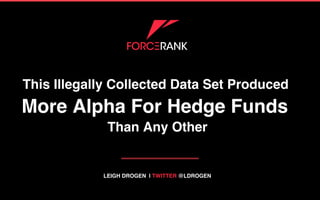 LEIGH DROGEN | TWITTER @LDROGEN!
This Illegally Collected Data Set Produced!
More Alpha For Hedge Funds!
Than Any Other!
 