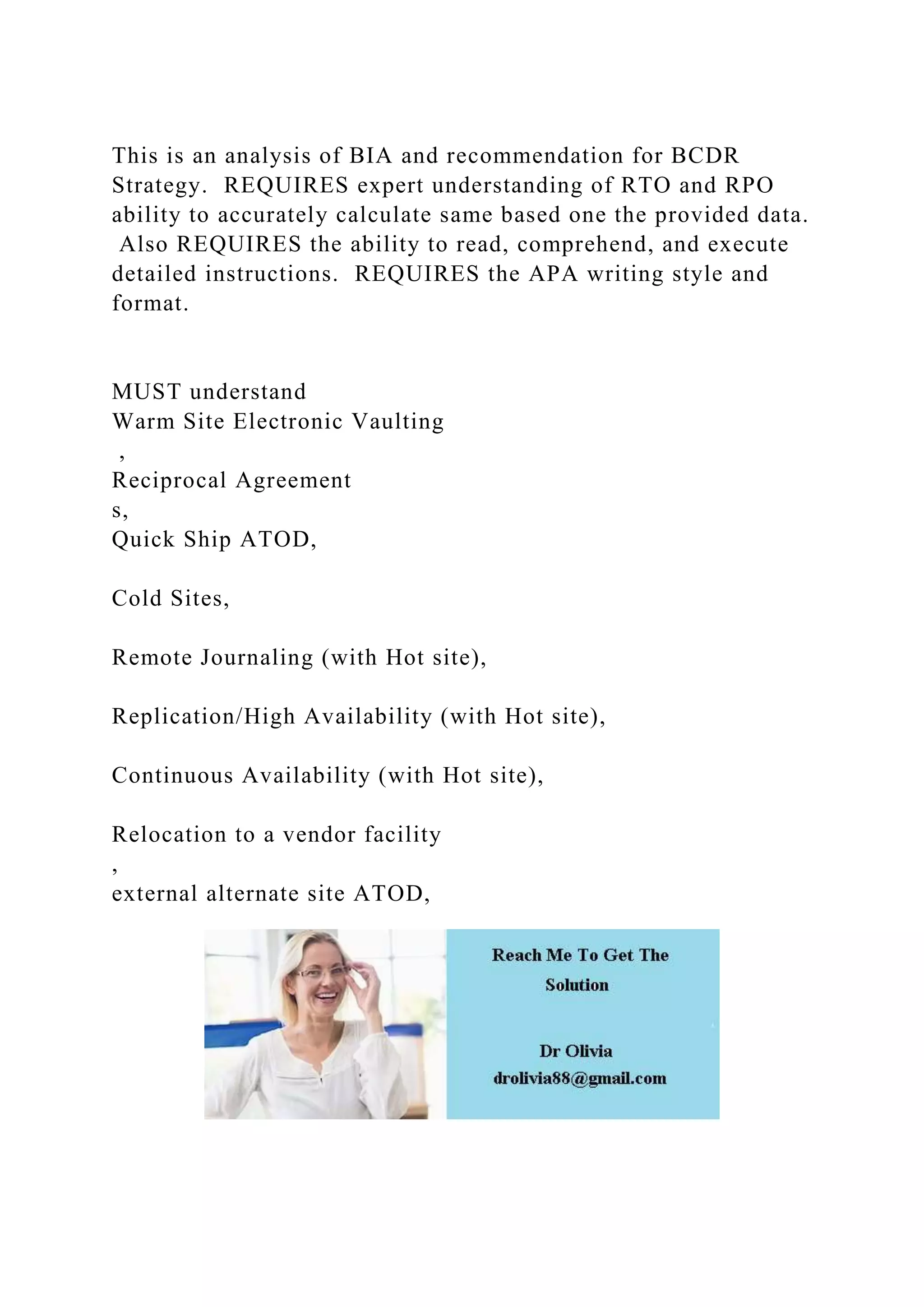 This is an analysis of BIA and recommendation for BCDR Strategy. RE.docx