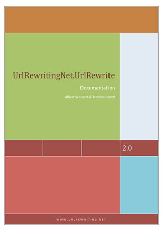   




     UrlRewritingNet.UrlRewrite 
                           Documentation 
                   Albert Weinert & Thomas Bandt 




                                                    2.0 




                WWW.URLREWRITING.NET 
 