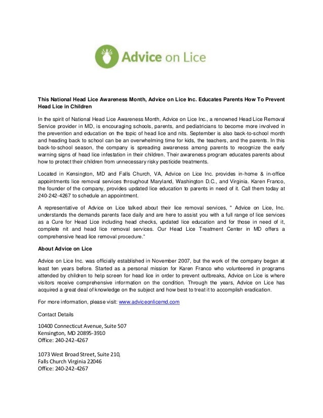 This national head lice awareness month, advice on lice inc. educates