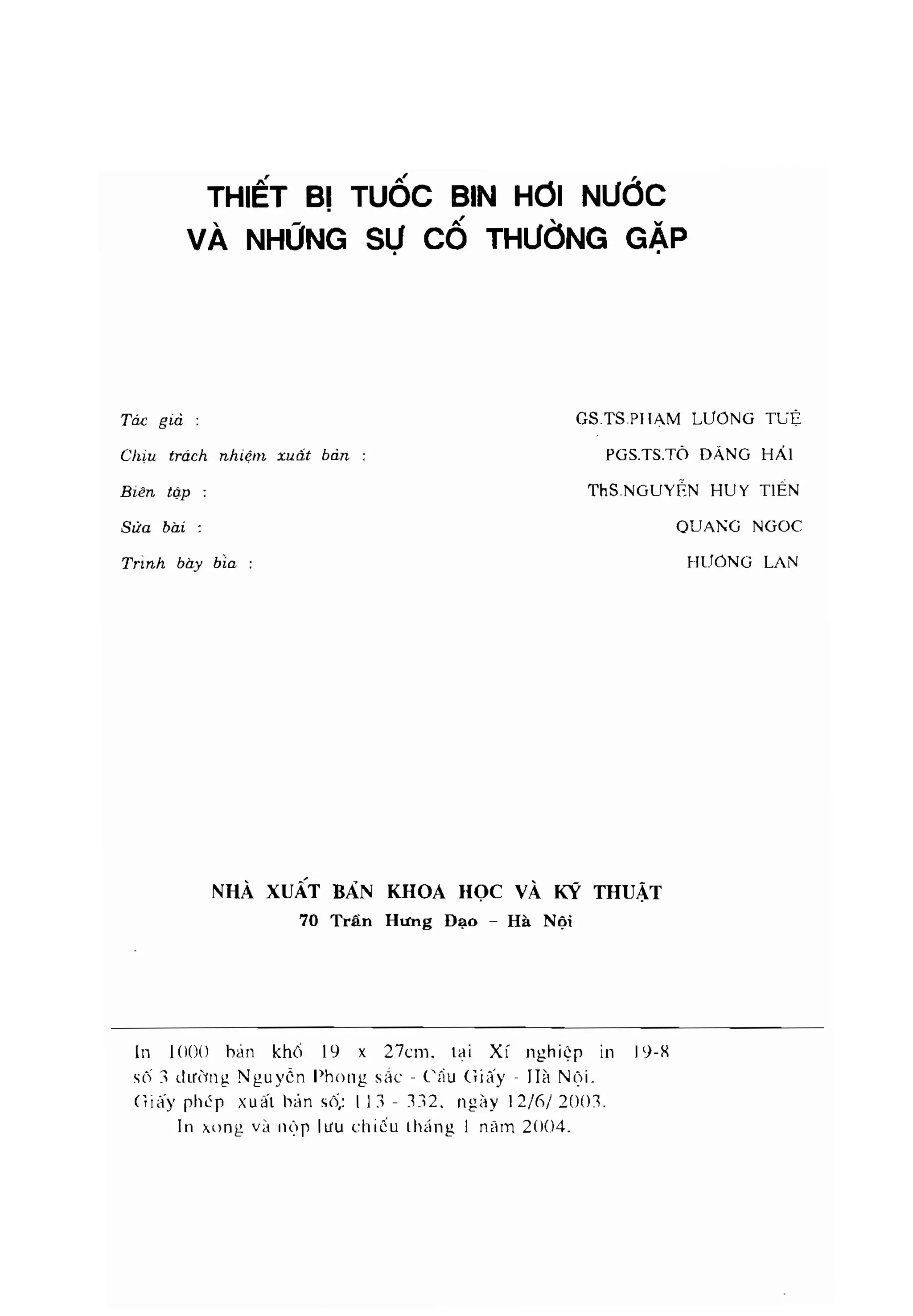 Thiết bị tuốc bin hơi nước những sự cố thường gặp gs.ts phạm lương tuệ