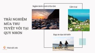 Thời tiết 24h
TRẢI NGHIỆM
MÙA THU
TUYỆT VỜI TẠI
QUY NHƠN
Ngắm bình minh ở Eo Gió
Đạp xe dạo bờ biển
Cắm trại
 