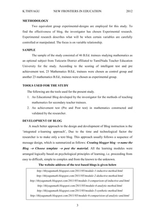 Educational Blog Examples Pdf EFFECTIVENESS OF BLOG IN LEARNING MATHEMATICS AT THE SECONDARY TEACHER ...