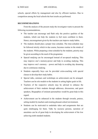STUDY HABITS AND ACADEMIC ACHIEVEMENT OF NINTH STANDARD STUDENTS | PDF