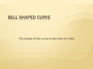 The shape of the curve is like that of a bell.
 