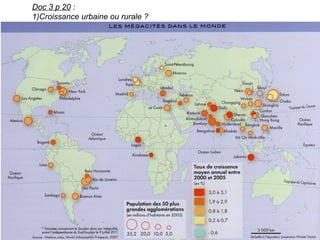 Doc 3 p 20 :
1)Croissance urbaine ou rurale ?
 