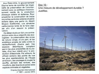 Doc 10 :
Une mesure de développement durable ?
Justifiez.
 
