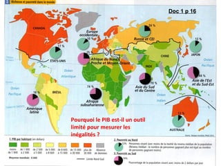 Pourquoi le PIB est-il un outil
limité pour mesurer les
inégalités ?
Doc 1 p 16
 