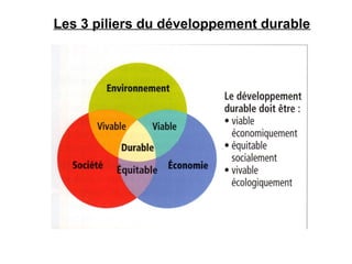 Les 3 piliers du développement durable
 