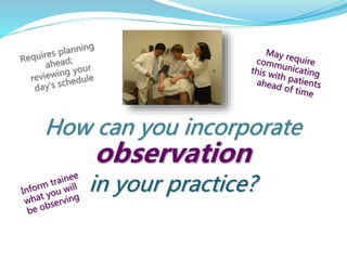How can you incorporate
observation
in your practice?
 
