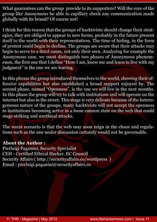 Wh t u rnes a te ru po ie o tsp otr? l h cr o te
  a g aa te cn h go p rv t i u p r s Wi te oe fh
                        d    s     e   l
go pl eA o y u b a l t cpl r c eka ycmmu i t nma e
 ru i n n mo s e be o a iay h c n o
      k                   l             nc i
                                          ao    d
g b l wt i ba d O cus n t
 l a y i t rn ? fo re o!
 o l h s

Ihn frhs esnta te ru s f aki s so l c a g te s a-
 tik o tirao h th go p o h ct i s h ud h n e h i t t
                                  vt              r r
ei ,h y r o l e t a p a i n wfr , rb bynte uue rsn
 ge te ae bi d o p ern e omspo a li h ftr pee t
   s         g
i e t te ol wt te rpee tt e. h t o hdn ,nte om
t l o h w r i h i e rsnai sT e i f iig i h fr
 sf        d h     r          v      me
o poet o l b gnt d c n . h go p ae w r ta te atcs y
 f rtscud ei o el eT e ru s r a ae h th i t k ma
                     i                        r a
b gnt sre o ti cuen t ny h io n A a z g o ea lte
 ei o ev t a hr a s, o o lte w . n l i fr xmpe h
                d               r       yn
A o y u cs, emut i ig i t op ae o A o y u p e o
 n n mo s ae w    s ds n us w h ss f n n mo s h n m-
                      t     h
e o ,h fso e h t d f e Hee a k o me n l r t l e i my
 n n tei t n ta I ei “ r I m,n w
        r           n                 a d e n oi wt
                                          a    v   h
jd me tite n w aeev g
u g n”sh o e e r l i .an

I tip rs te ru it d cd h msl so h w r ,h wn te o-
n hs haeh go p nr ue te e e t te ol so ig h i f
                   o          v        d         r
fni cp bli b t l etbi e abo dsp ot no e b . h
e s e a a it s u a o s lh d
    v      ie      s  a s      ra u p r e jyd y T e
scn p aen me “ p n es,s h o e e i l e nte et nh.
 eo d h s, a d O e n s”ite n w wl i i h n x mo ts
                                   lv
I tip ae h go p i t t tlwt is tt n a d i o eae n h
n hs h s te ru wl r o a i ntui s n wl p rt o te
                  ly    k h i o          l
itreb t l i te t e. hs tg ivr d l ae ea s o te eeo
nen t u a o n h s etT is es ey e ctb cue fh h tr-
          s      r      a         i
gn o s aue fh go p, n h ct i s i n t ce th o e n s
 e eu n tr o te ru sma y aki s wl o acp te p n es
                              vt l
t is tt n b cmig c v i a o s cn o s t o te e ta cud
o ntui s eo n at e n loe a n n t e n h w b h t o l
     i o            i              a
s g s iig n u ehcl t cs
 t e t kn a d n ti at k.
 a    r           a a

T ew rt cn r i ta tew bma so rini tec a s n rg l
 h os se ai s h th e
            o             y o n e n h h o a d eua
                                 g               -
t n sc a te n u d r i us ncr ilw udn t e o en be
i s uh sh o e n e ds si et ny o l o b g vra l
 o                   c o    a                  .

A o th A t o :
 b u te uh r
Pelii aa iiS cr y p c lt
 i ug P gnn, eui S ei i
  r              t    as
C H - eti Ehcl ce, CC u c
 E C r f d ti HakrE o n i
       ie     a             l
S cr y f i ( t : scr yf i . / od rs )
 eui Af r ht / eui af r c w rpes
    t as      p/    t a so
E i: i lii aa ii eui afi .
 ma pe ug. gnn@scr yf r c
    l r    p          t a so




 1 T N- g z e| y 0 2
 1 H Ma a i Ma 2 1
           n                 w wte a k re s o |I u 1
                              w . h cen w . m s e 1
                                 h         c    s
 