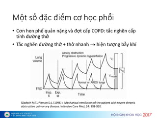 Một số đặc điể cơ học phổi
• Cơ he phế uả ặ g v đợt ấp COPD: tắ ghẽ ấp
t h đườ g thở
• Tắ ghẽ đườ g thở + thở ha h  hiệ t...