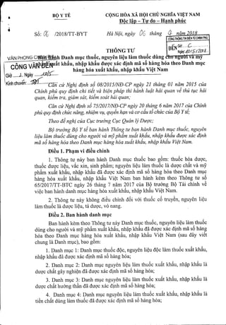 eONG HOA xl HOI CHiT NGHiA VIET NAM
. . .
DQc Hip - TU' do - Hanh phuc
•
.
• 86: et
BO Y TE
12018/TT-BYT Ha NrJi,ngay ()G ...