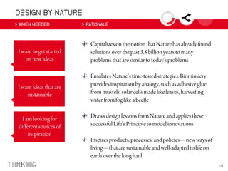 DESIGN BY NATURE
WHEN NEEDED RATIONALE
 