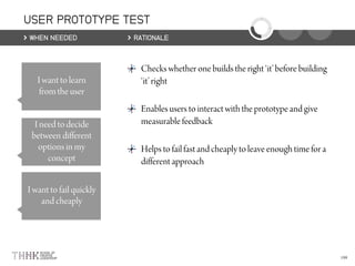 USER PROTOTYPE TEST
WHEN NEEDED RATIONALE
 